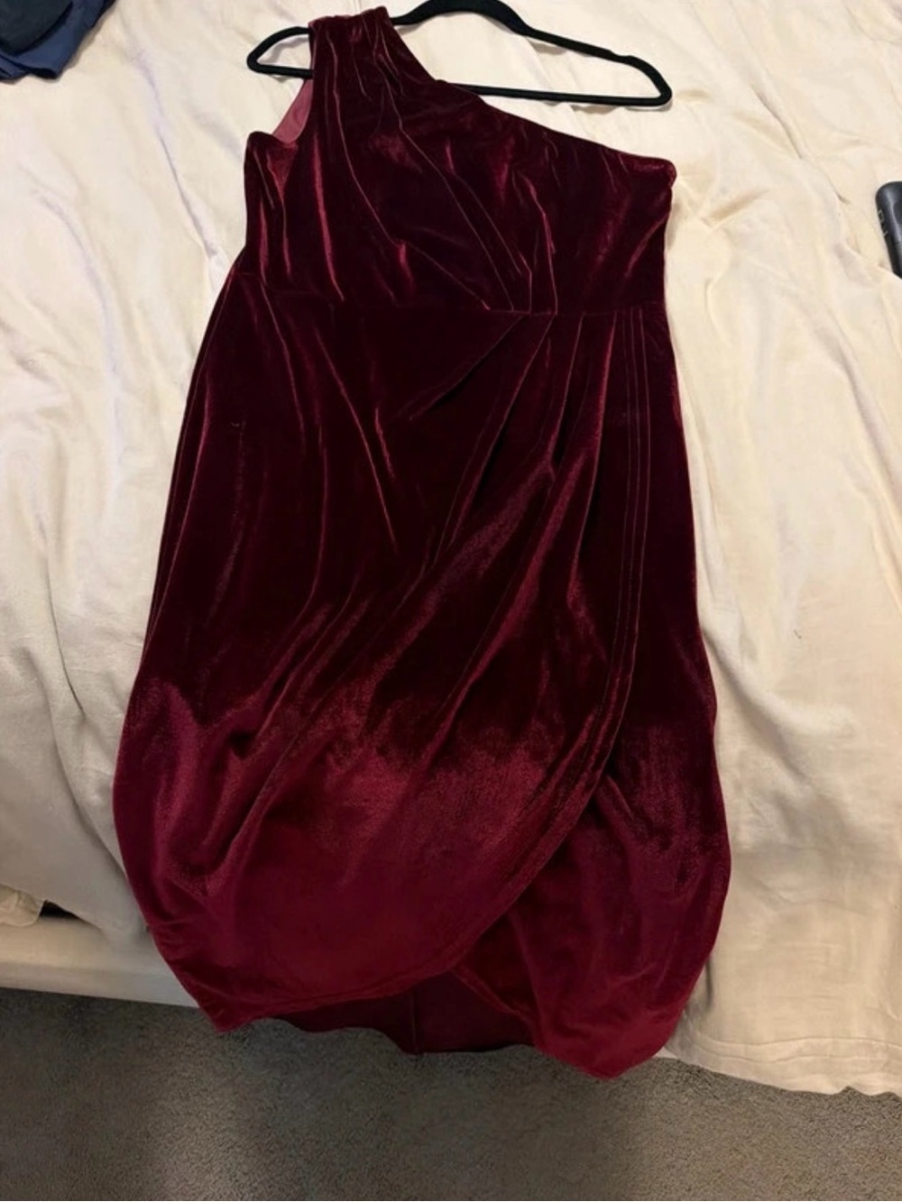 Baltic Born One-Shoulder Velvet High-Low Skirt - Burgundy Wine